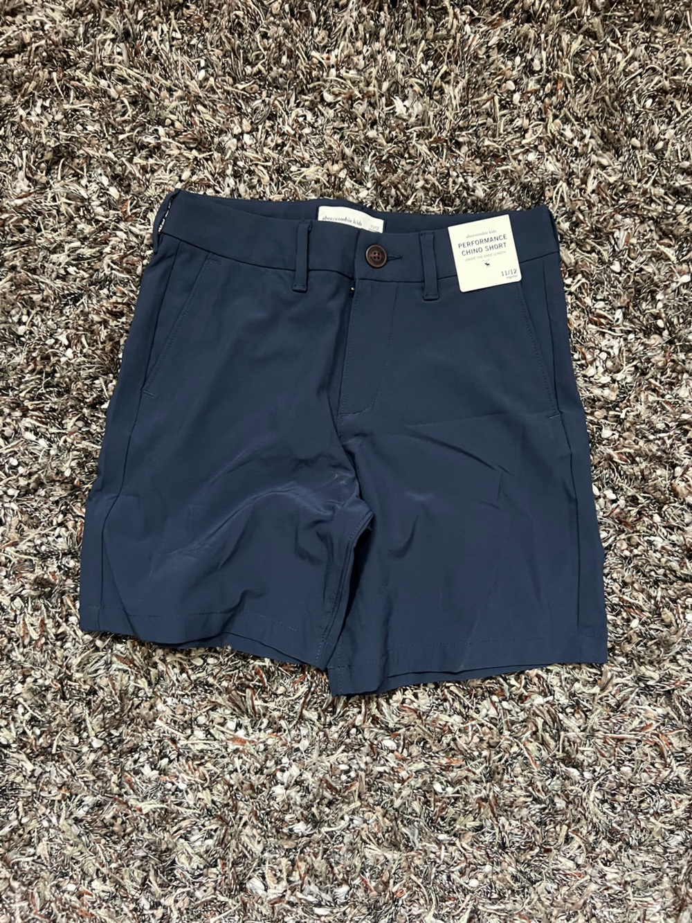 NWT Abercrombie Kids Performance Chino Shorts Navy 11/12